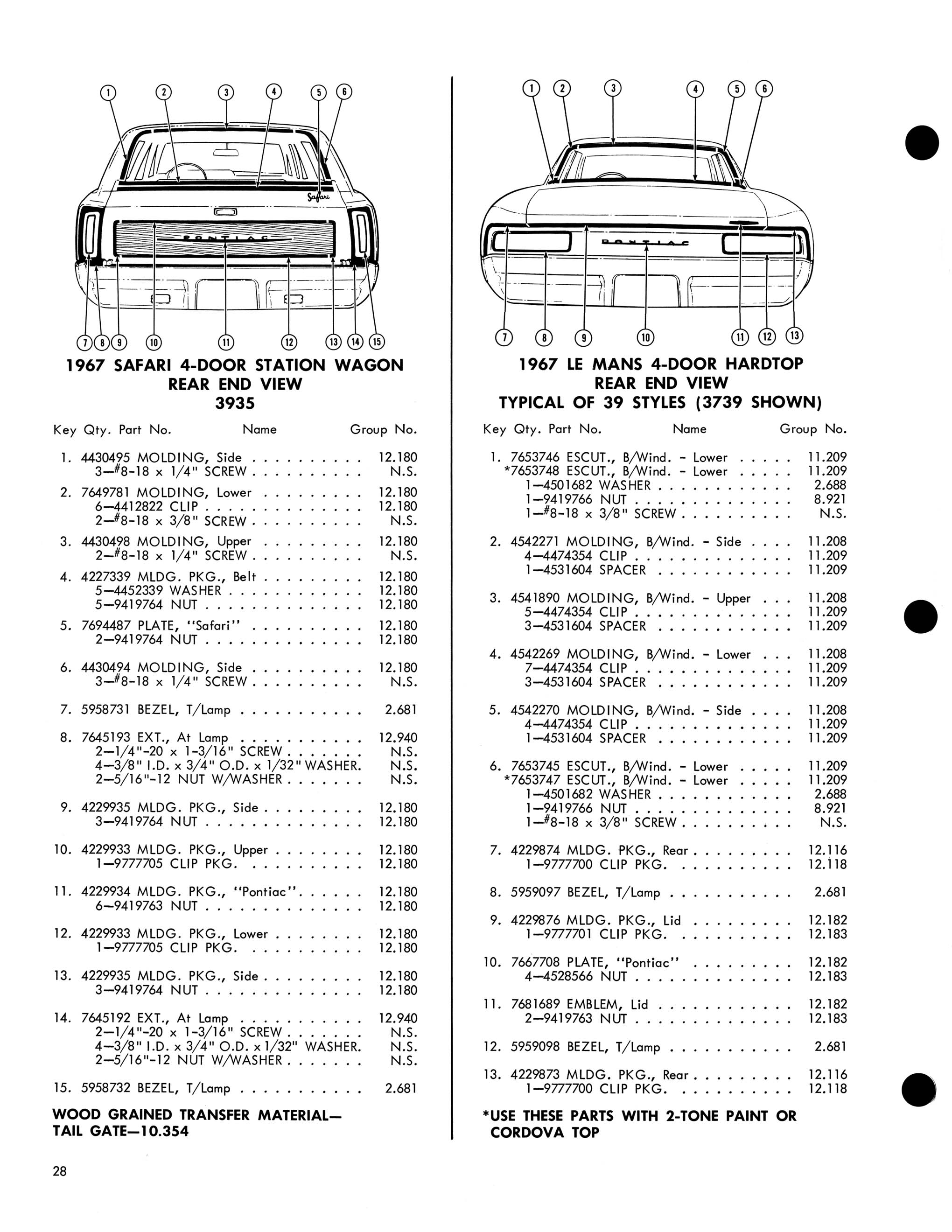 1967 Pontiac Molding and Clip Catalog